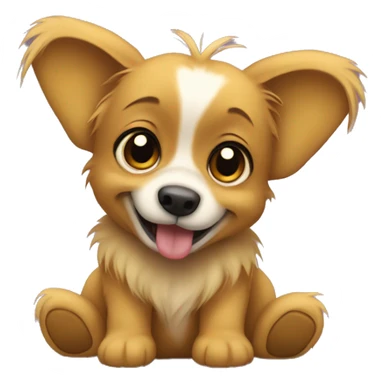 Papillon dog with a stuffed Winnie Pooh sticker