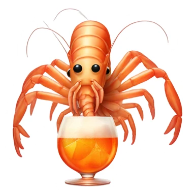 A giant shrimp having an aperol spritz sticker