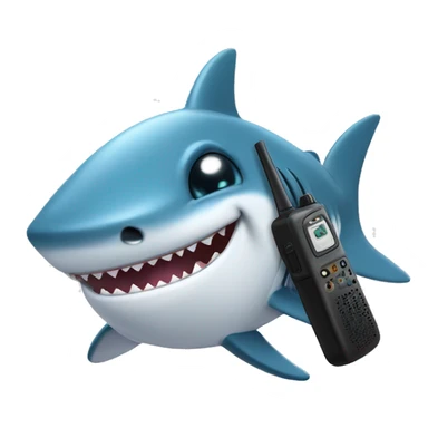 Cute baby shark with a walkie talkie sticker