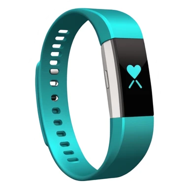 a teal fitbit band lying flat in the style of an ios emoji  sticker