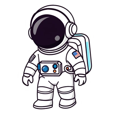 kid astronaut in white spacesuit with helmet sticker