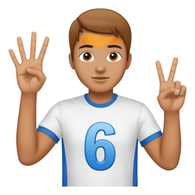 I need a 67 emoji. Like a male person doing six seven hand motion and the numbers 6 and 7 shld be on top of the 2 hands sticker