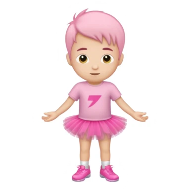 pink tutu wearing boy with tshirt sticker