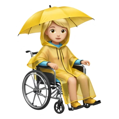 Girl in a wheelchair with rain poncho sticker