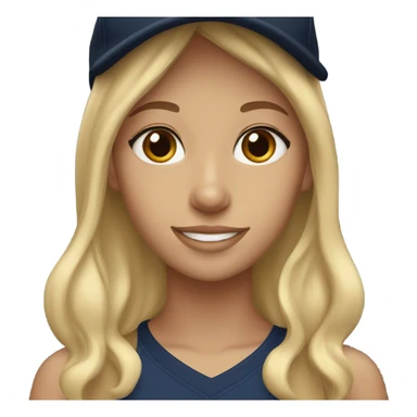 Blonde girl brown eyes wearing navy ballcap sticker