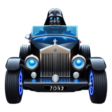  Shining Darth Vader themed 1934 style Rolls Royce scary Halloween monster rc car racing dark country road blue futuristic headlights  sticker