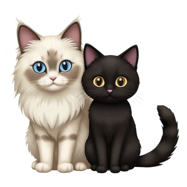 A ragdoll cat and a black cat together sticker