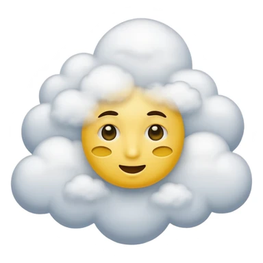 Face in clouds yellow circle and black eyes and remove a mouth and move in a cloud sticker