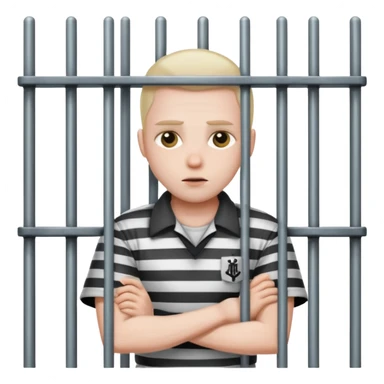 criminal in jail behind bars the bars should be in front of the person sticker