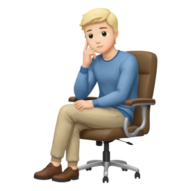guy imitating thinker statue pose but with casual clothes and sitting in a office chair sticker