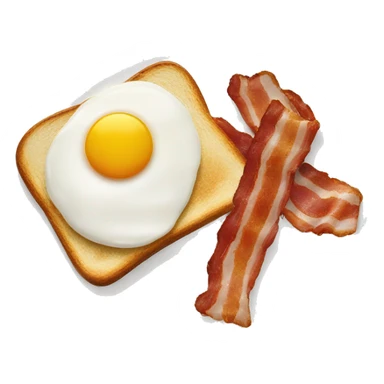 “Two fried eggs, crispy bacon, and buttered toast on a plate.” sticker