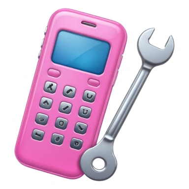 pink girly cellphone with a cute wrench sticker