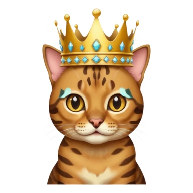 brown bengal cat with crown sticker