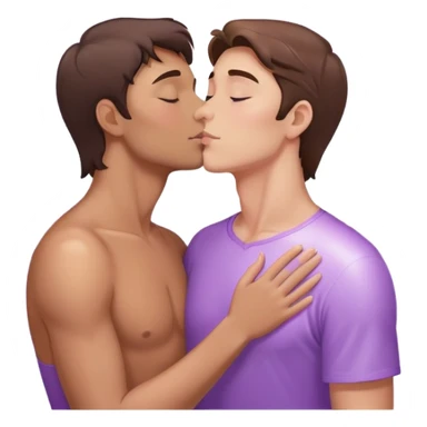 White brunette human man with rays of light Heart kisses a pastel purple angel woman sticker