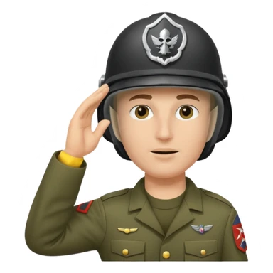 Soldier saluting with helmet + mask sticker
