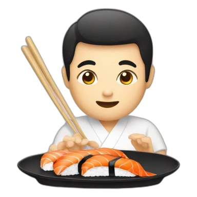 Chinois qui mange des sushi sticker