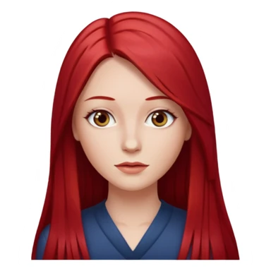 white woman cherry red long straight hair parted middle sticker