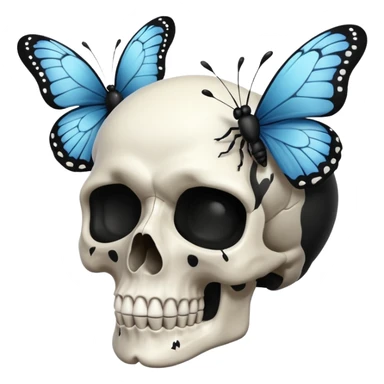 Skull and black butterflies sticker