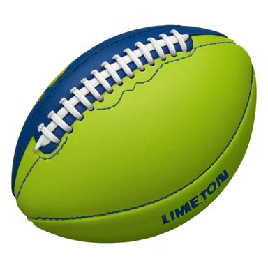 American football with lime green leather and navy-blue stitching sticker