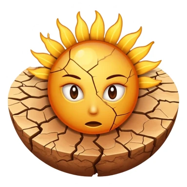cracked dry earth with sun symbol above it, drought symbol sticker