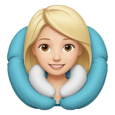 blonde woman using travel pillow  sticker