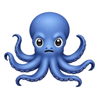 Octupus stuffed animal with big frown sticker