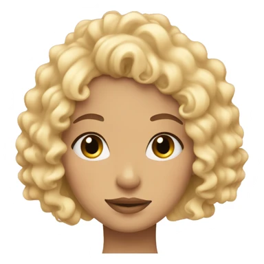 Curly blonde woman in pastel colors with hearts and bangs sticker