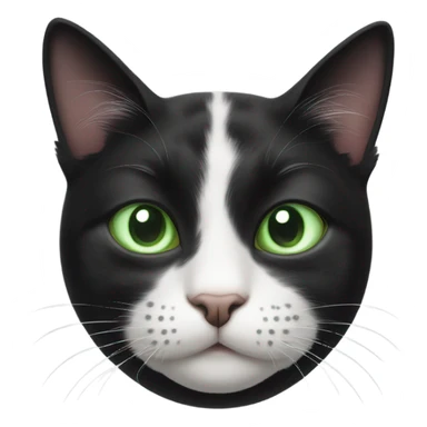 black and white cat with green eyes with more white and black spots like a cow sticker