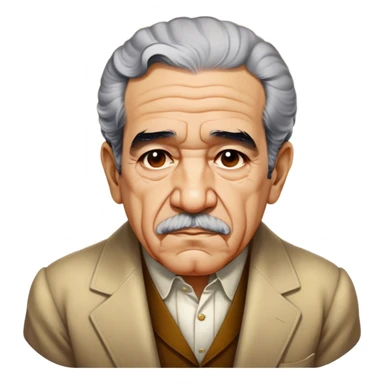 Cinematic Realistic Gabriel García Márquez Portrait Emoji, depicted as a visionary writer with a contemplative gaze in period attire, rendered with rich textures and warm literary lighting that captures his magical realism legacy. sticker