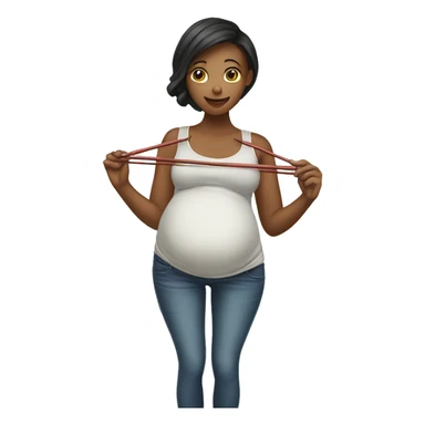 Pregnant women holding a hanger sticker