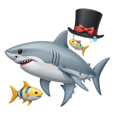 Shark with a top hat holding a fish  sticker