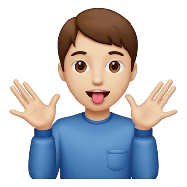  Tongue out with hands to the side ￼ sticker