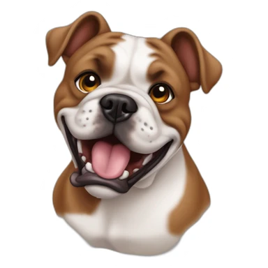 Buldog frances grande, trompa negra, cara marron y orejas marrones paradas, sacando la lengua sticker