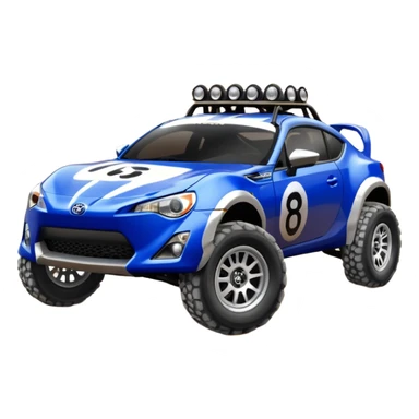 2013 scion fr-s ultramarine off road 4wd monster Baja dessert stadium racer number 86 with large fancy silver wheels  sticker