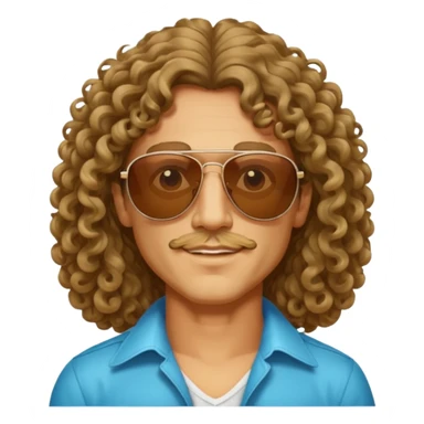 70s 80s men with long curly hair style  sticker
