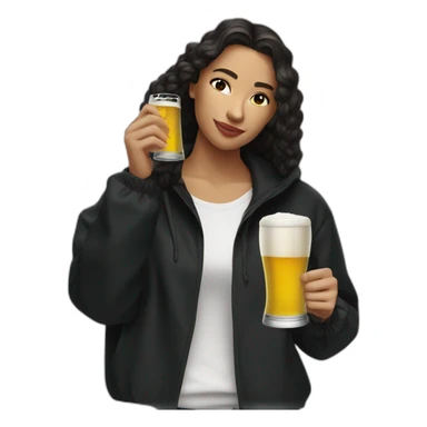 Lacoste latin friends woman drinking beer with black windbreaker sticker