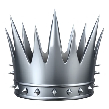 A spiked crown emoji made of silver chrome, sharp yet rounded metallic spikes, glossy reflections, aggressive luxury swag aesthetic, iOS emoji style, centered, clean white background sticker