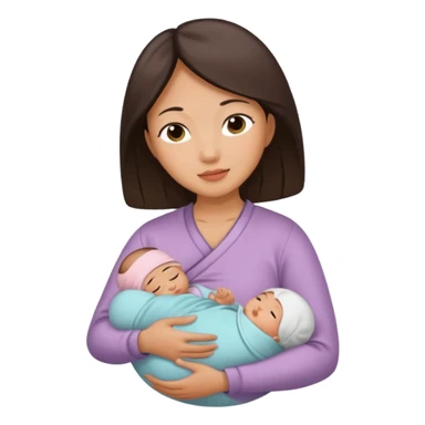 A Chinese mother with her newborn. sticker
