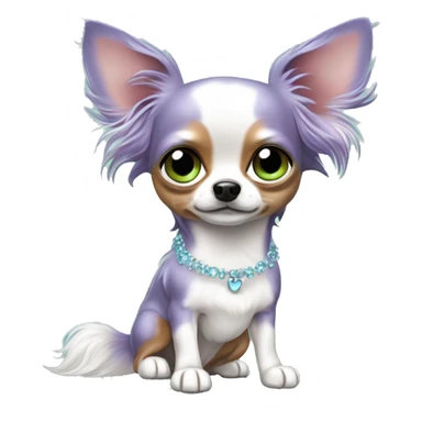 Lilac merle chihuahau long hair with ice blue eyes and red white long hair chihuahua eith green eyes sticker