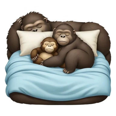 Otter and gorilla sleeping in bed  sticker