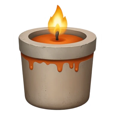 candle in a concrete vessel terracotta color  sticker