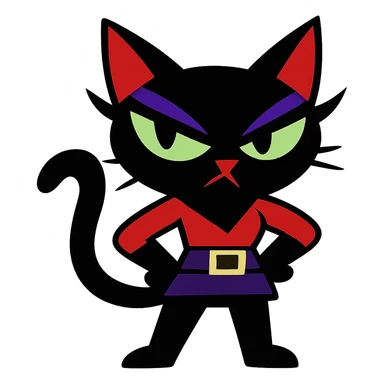 vibrant toon style baddie cat with dramatic eyeliner sticker
