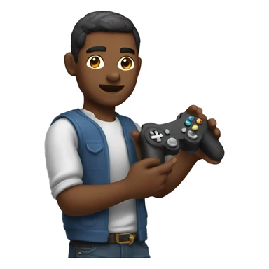 Man playing the video game with controller in hands  sticker