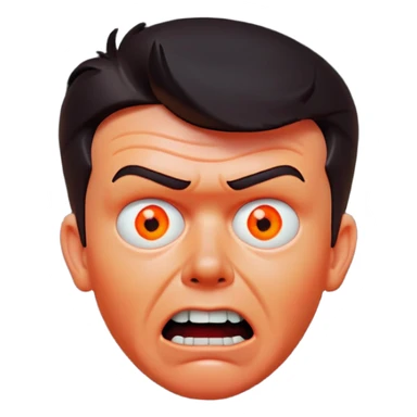 Rick Astley having a kind of worried face, but only his front teeth are sticking out his eyes are blurred out, the background is pitch black, Rick Astley is kind of an orangish-red color, and the entire picture, including Rick Astley, is a staticky, glitchy, horror, analog horror type sticker