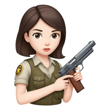 White, brunette girl with gun to side of head sticker