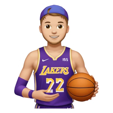 Luka doncic in Lakers uniform with basketball sticker