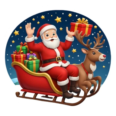 santa in his sleigh with presents sticker