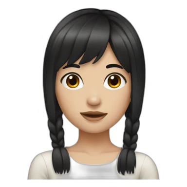 Girl with black korean hair sticker