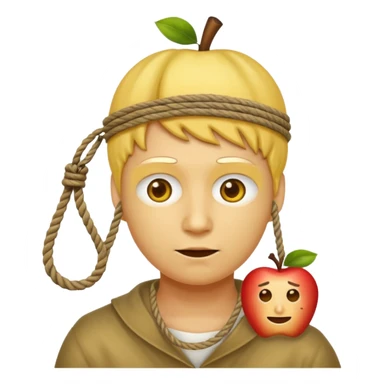 😔 with noose around neck. Apple themed emoji with regular yellowish skin(not completely yellow) only head sticker
