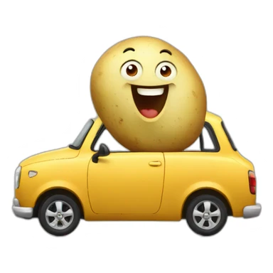 happy-potato-in-a-car sticker